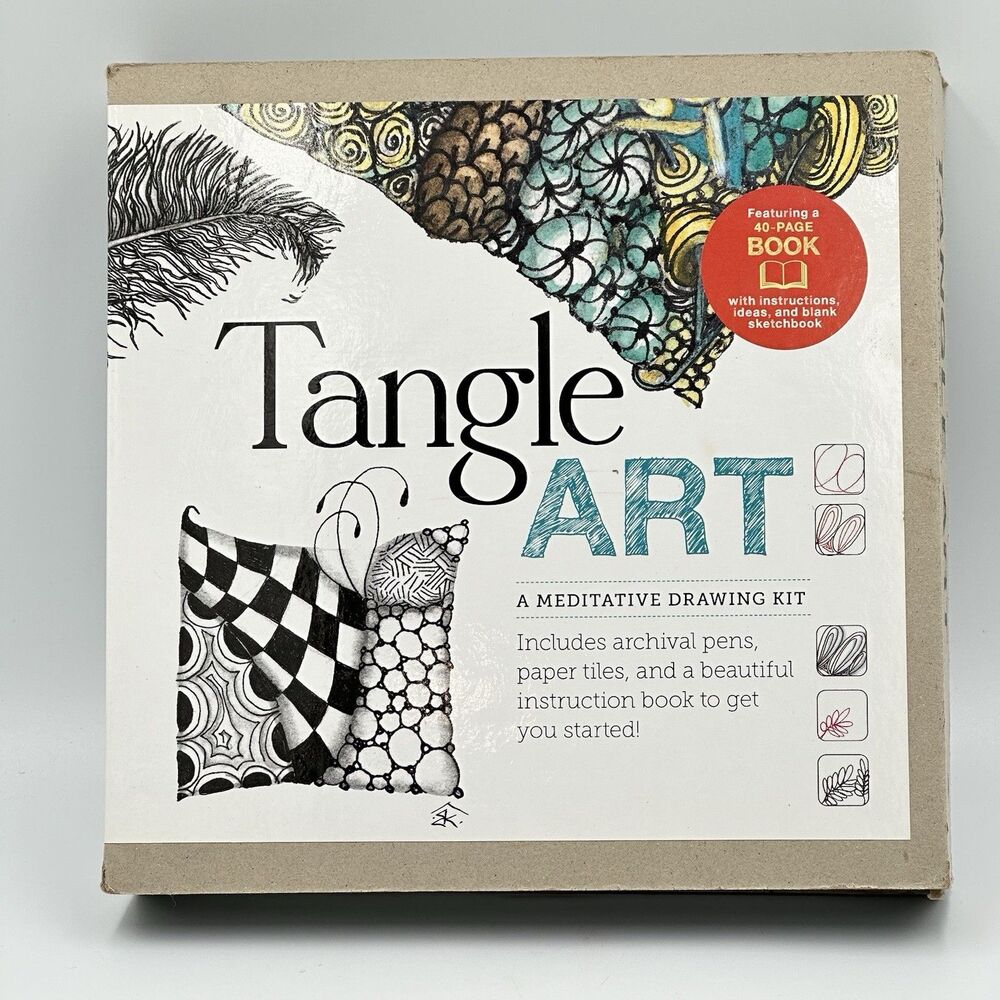 Tangle ART: A Meditative Drawing Kit Paperback Instrictions w/ Drawing tiles